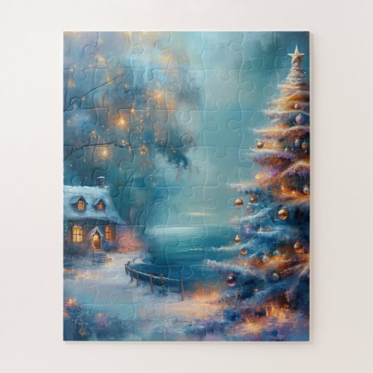 Charmante Seaside Cottage op eerste kerstdag Legpuzzel (Verticaal)