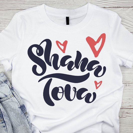 Charmante Shana Tova met harten T-shirt