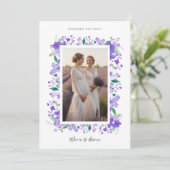 Charmante sierlijke bloemeneigentijdse Lila foto Bedankkaart (Staand voorkant)
