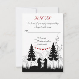 Charmante Silhouette Berg Beren Bruiloft RSVP Kaartje