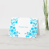Charmante Sky Blue Flowers Folk Bedankt Custom Kaart (Voorkant)