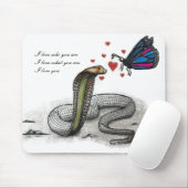 Charmante Slang en Butterfly Love Mousepad Muismat (Met muis)