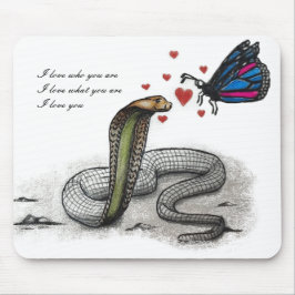 Charmante Slang en Butterfly Love Mousepad Muismat