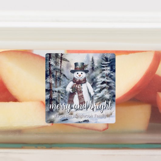 Charmante Sneeuwman Waterverf Winter Forest Baking Labels (Aangebracht)
