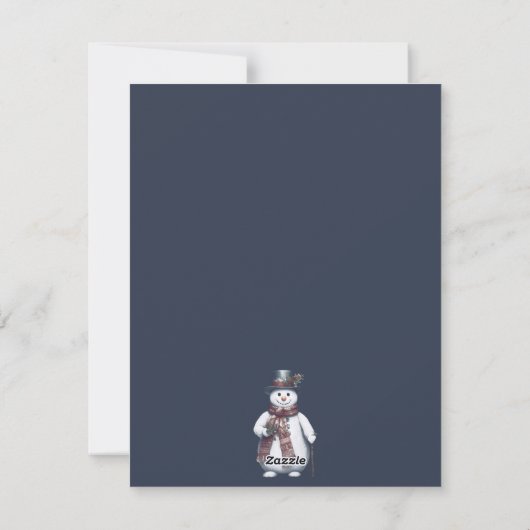 Charmante Sneeuwman Waterverf Winter Forest Foto Feestdagenkaart (Achterkant)