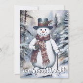 Charmante Sneeuwman Waterverf Winter Forest Party Kaart (Voorkant)