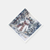 Charmante Sneeuwman Waterverf Winter Forest Party Servet (Hoek)