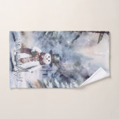 Charmante sneeuwman Waterverf winterbos Bad Handdoek (Handdoek)