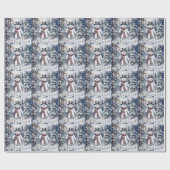 Charmante sneeuwman Waterverf winterbos Cadeaupapier (Vlak)