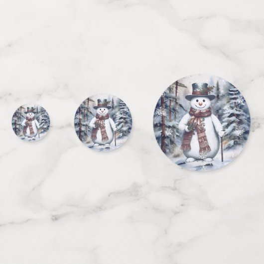 Charmante sneeuwman Waterverf winterbos Confetti (Achterkanten)