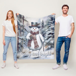 Charmante sneeuwman Waterverf winterbos Fleece Deken