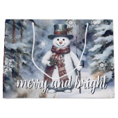 Charmante sneeuwman Waterverf winterbos Groot Cadeauzakje (Voorkant)