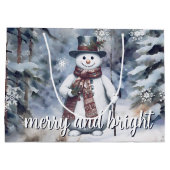 Charmante sneeuwman Waterverf winterbos Groot Cadeauzakje (Achterkant)