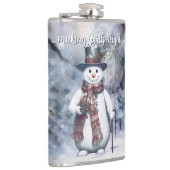 Charmante sneeuwman Waterverf winterbos Heupfles (Rechts)