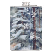 Charmante sneeuwman Waterverf winterbos Heupfles (Achterkant)