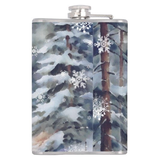 Charmante sneeuwman Waterverf winterbos Heupfles (Achterkant)