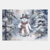 Charmante sneeuwman Waterverf winterbos Inpakpapier Vel (Voorkant)
