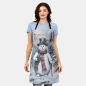 Charmante sneeuwman Waterverf winterbos Schort (Gedragen)