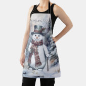 Charmante sneeuwman Waterverf winterbos Schort (Insitu)