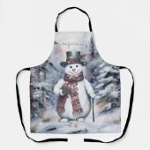 Charmante sneeuwman Waterverf winterbos Schort (Voorkant)