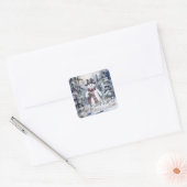 Charmante sneeuwman Waterverf winterbos Vierkante Sticker (Envelop)