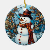Charmante sneeuwpop Glas in lood kerstversiering Keramisch Ornament (Voorkant)