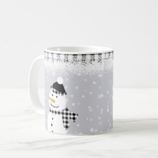 Charmante sneeuwpoppen in winterse Petten en sjaal Koffiemok (Voorkant links)