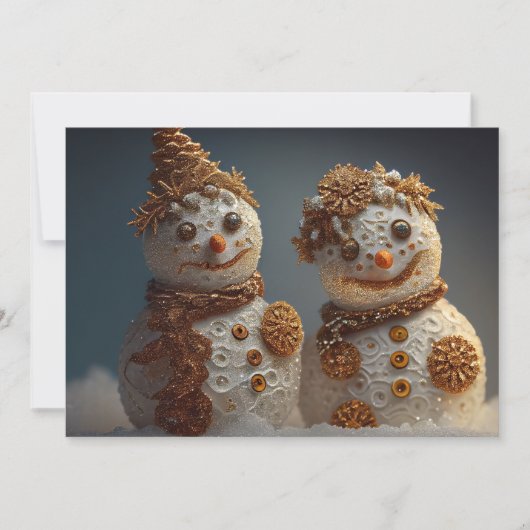 Charmante sneeuwpoppen met Glitter & Gingerbread A Feestdagenkaart (Voorkant)
