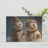 Charmante sneeuwpoppen met Glitter & Gingerbread A Feestdagenkaart (Staand voorkant)