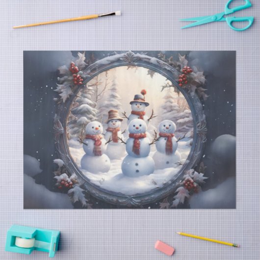 Charmante Snowman Familie Decoupage Craft Paper Tissuepapier (Craft)