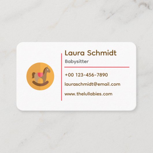 Charmante speelse moderne babysit zacht aards visitekaartje (Voorkant)