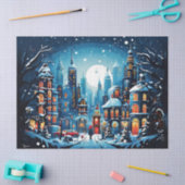 Charmante Stad Kerstscène Decoupage Craft Pape Tissuepapier (Craft)