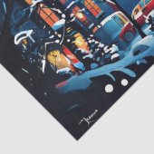 Charmante Stad Kerstscène Decoupage Craft Pape Tissuepapier (Detail)