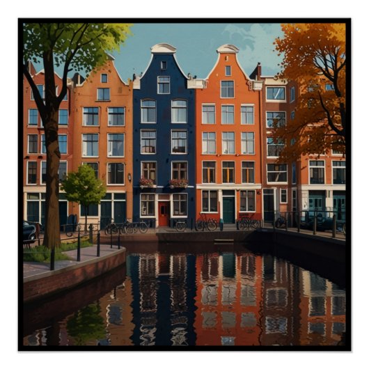 Charmante stad van Amsterdam Perfect Poster (Voorkant)