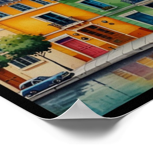 Charmante stad van Parijs Poster (Hoek)