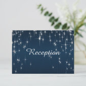 Charmante Starstruck bruiloft Navy Blue - Receptie Kaart (Staand voorkant)