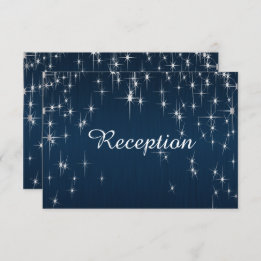 Charmante Starstruck bruiloft Navy Blue - Receptie Kaart