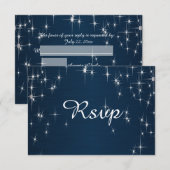 Charmante Ster Verliefde Bruiloft | Marineblauw RSVP Kaartje (Voorkant / Achterkant)