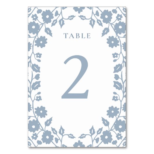 Charmante stoffige blauwe romantische folk bloemen kaart (Achterkant)