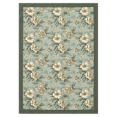 Charmante stoffige groene en gouden bloemen tafelkleed (Voorkant)