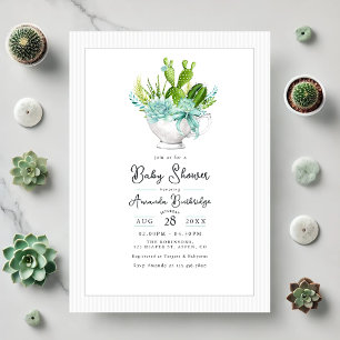 Charmante Succulent Teacup Baby shower Kaart