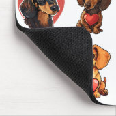 Charmante teckel en Rode Hart Waterverf Muismat (Hoek)