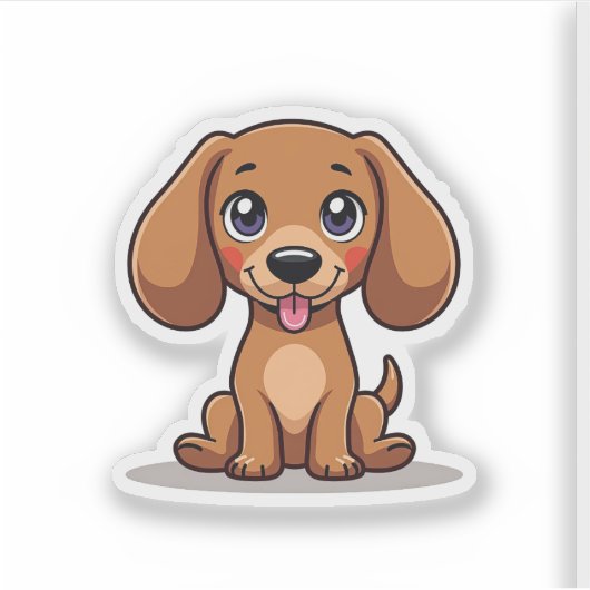 Charmante teckel, Kawaii Aanbiddelijk, Klein Sticker (Voorkant)