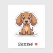 Charmante teckel, Kawaii Aanbiddelijk, Klein Sticker (Vel)