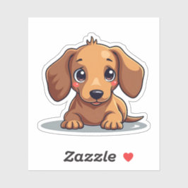 Charmante teckel pup, grote bruine ogen, klein sticker