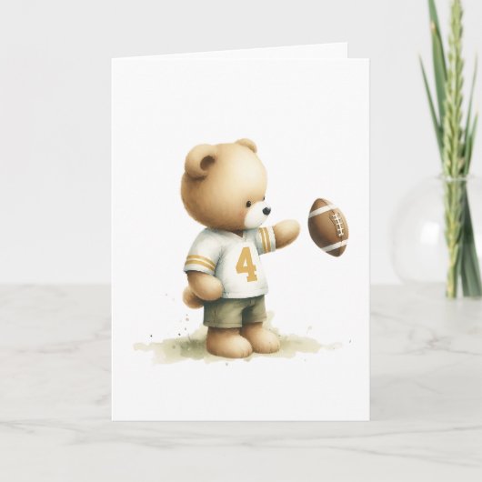 Charmante Teddy Bear Football Speler Blank Groet Kaart (Voorkant)