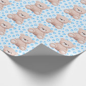 Charmante Teddy Bear Gift Wrap – voor Baby Boy Cadeaupapier (Hoek)