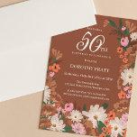 Charmante Terracotta Herfst Floral 50e Verjaardag Kaart<br><div class="desc">Rustieke herfst 50e verjaardagsfeestuitnodiging. Heldere witte bloemetjes pop tegen de diepe terracotta,  bruine achtergrond. Diep sinaasappel wilde bloemen,  pluizige roze bloemen en diepgroene bladeren creëer een  herfstvertoning van weidebloemen. Witte tekst en trendy kalligrafie voegen charmante details toe.</div>