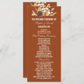 Charmante terracotta pampas gras bloemenbruiloft programmakaart (Voorkant / Achterkant)