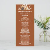 Charmante terracotta pampas gras bloemenbruiloft programmakaart (Staand voorkant)